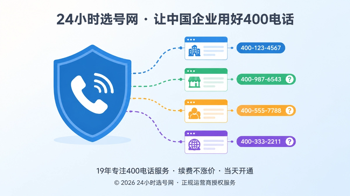 品牌主号与多个渠道号码标签分叉的扁平插画